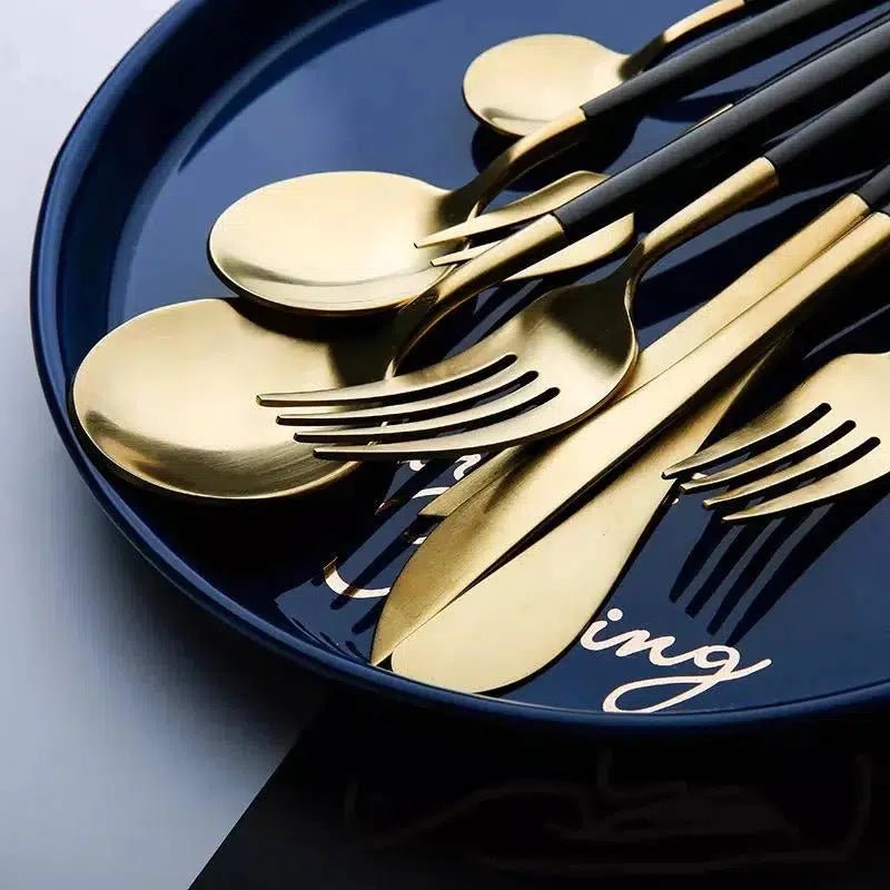 Black + Gold Cutlery Set - Hestia + Co.