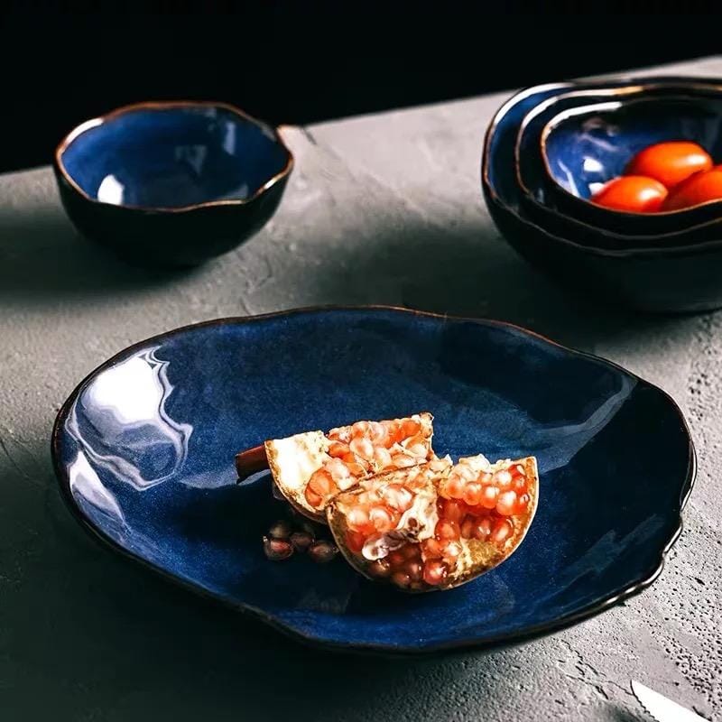 Blue Colour Ceramics Irregular Shape Dinner Sets - Hestia + Co.
