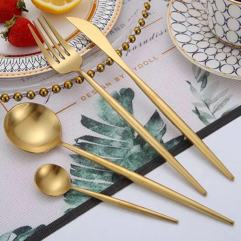Brushed Gold Cutlery Set - Hestia + Co.