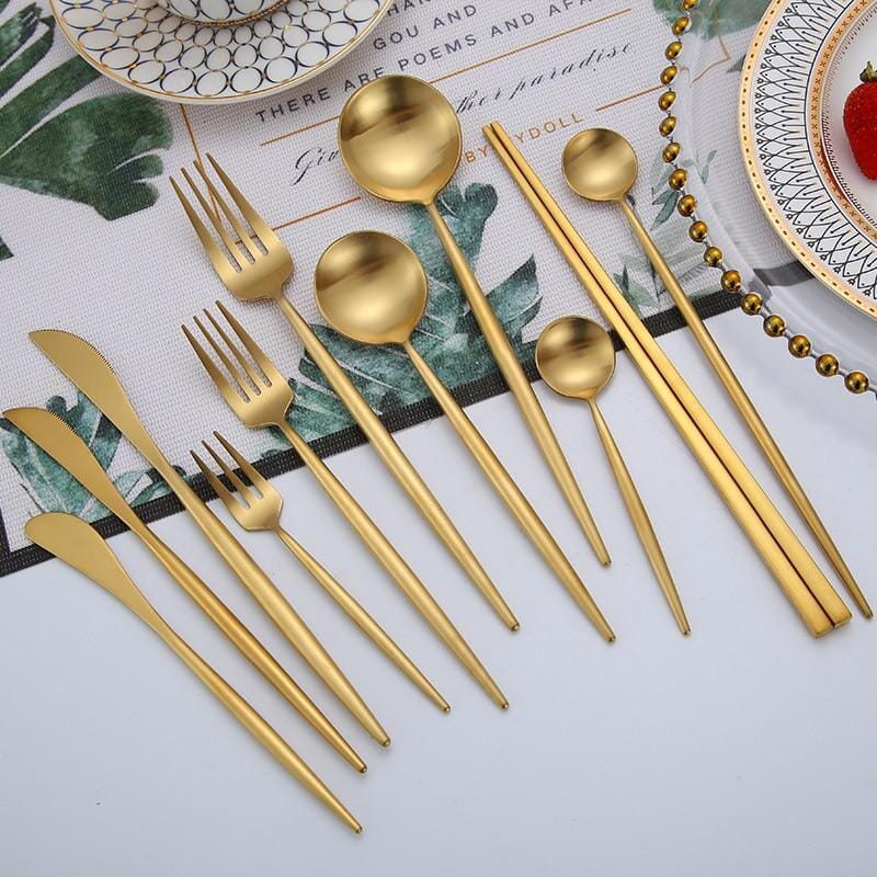 Brushed Gold Cutlery Set - Hestia + Co.