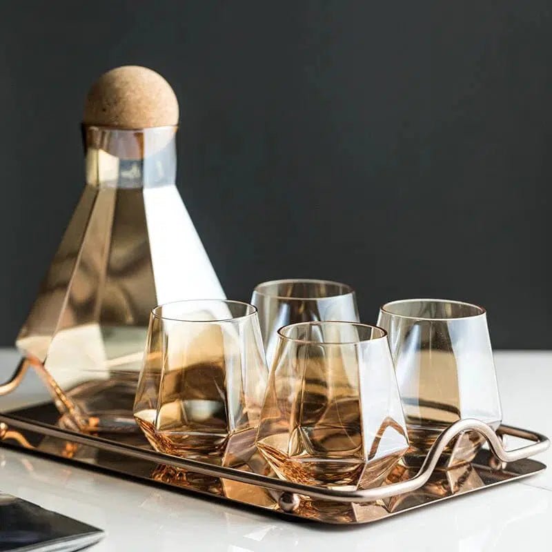 Hexagonal glass Pitcher set - Hestia + Co.