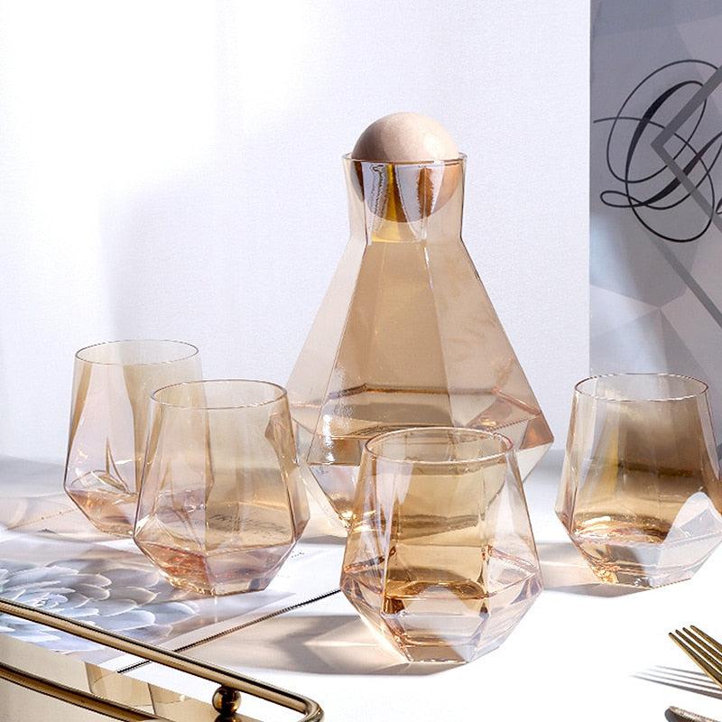Hexagonal glass Pitcher set - Hestia + Co.
