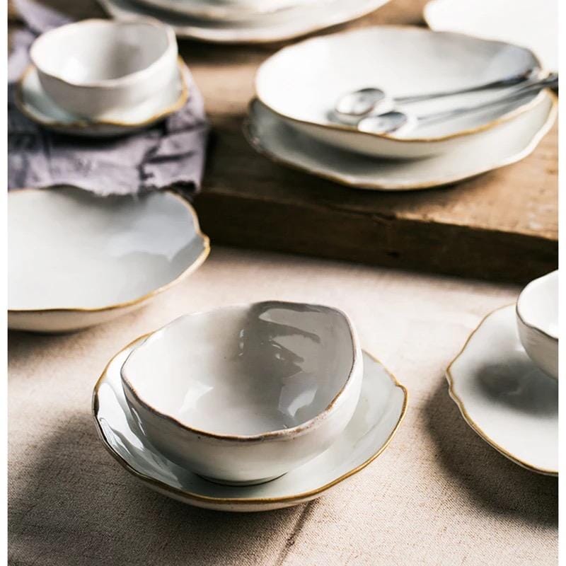 Irregular White Ceramic Plates + Dishes - Hestia + Co.