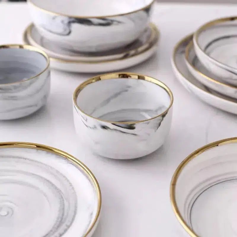 Marble Pattern Porcelain Plate Set - Hestia + Co.