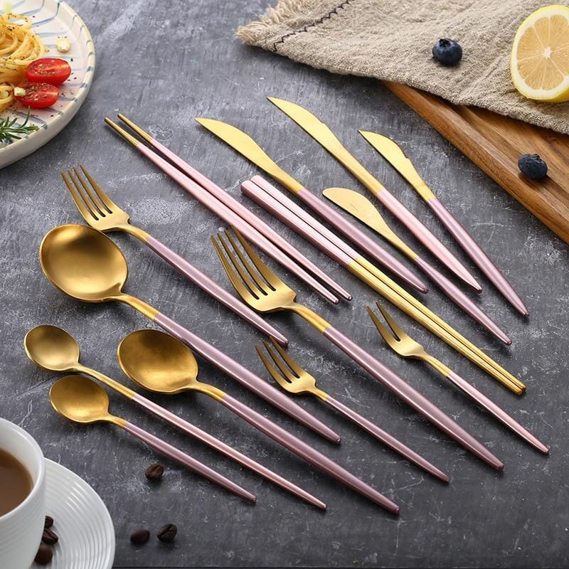 Pink + Gold Cutlery Set - Hestia + Co.