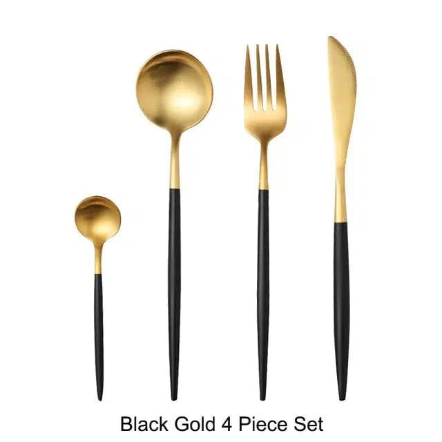 Black + Gold Cutlery Set - Hestia + Co.