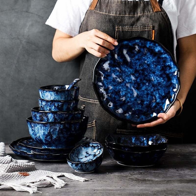 Cat Blue Japanese style Tableware - Hestia + Co.