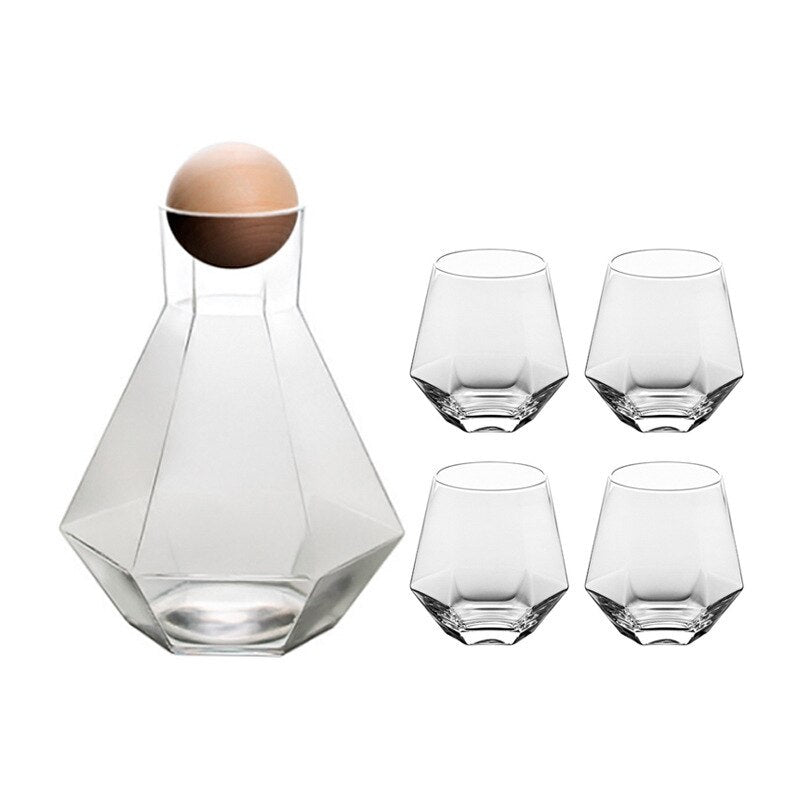 Hexagonal glass Pitcher set - Hestia + Co.