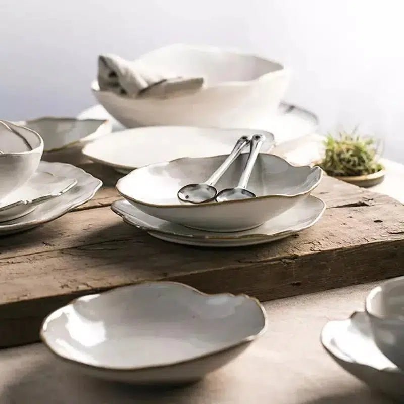 Irregular White Ceramic Plates + Dishes - Hestia + Co.