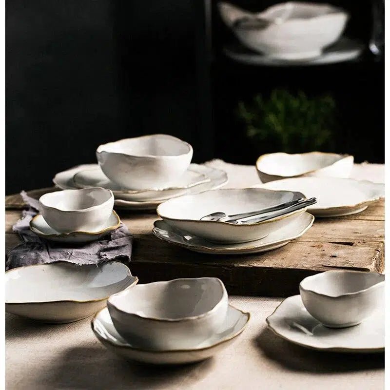Irregular White Ceramic Plates + Dishes - Hestia + Co.