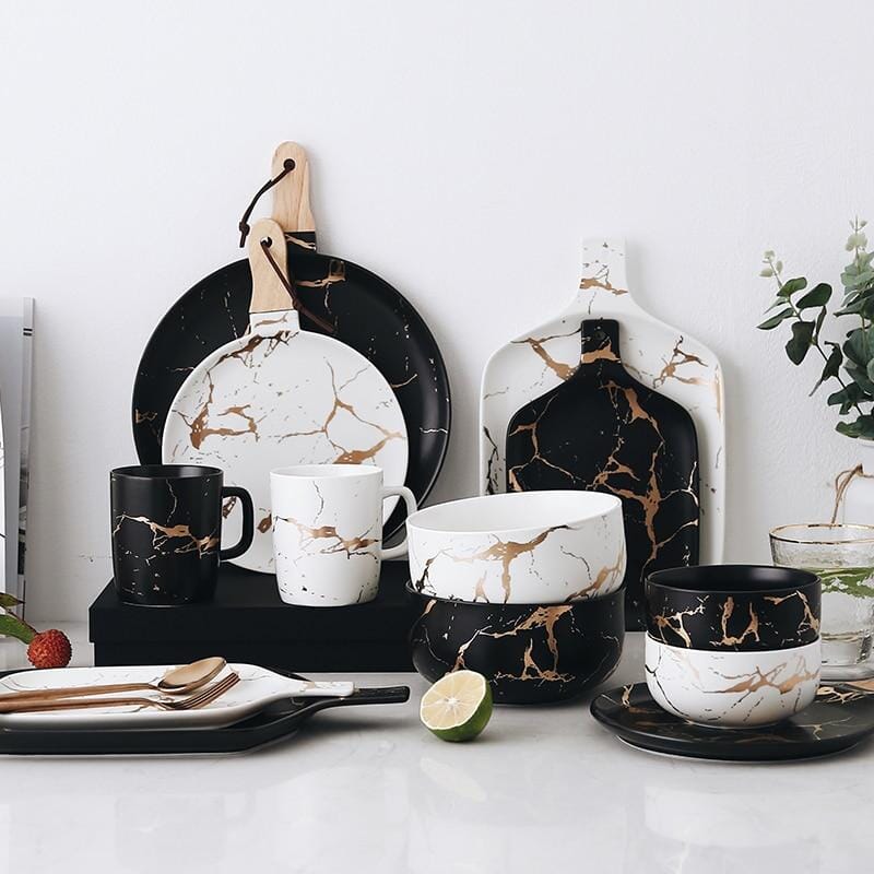 Marble Glaze Ceramic Party Tableware - Hestia + Co.
