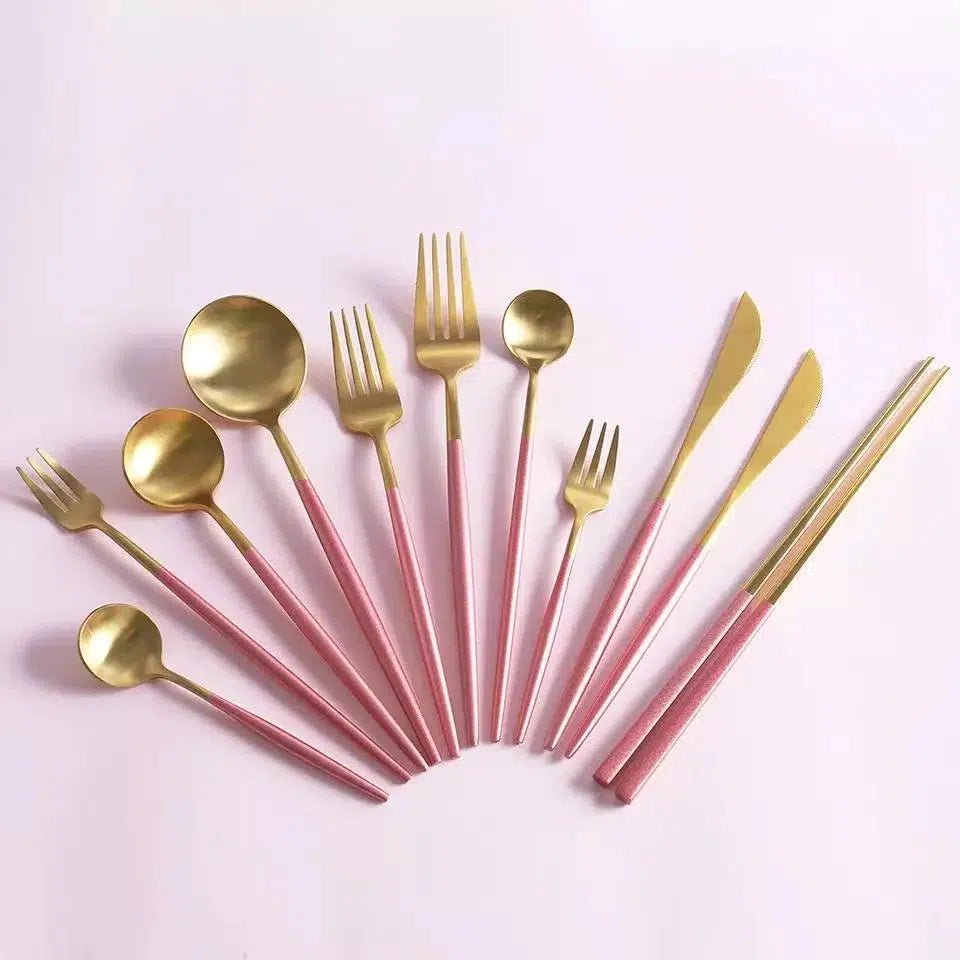 Pink + Gold Cutlery Set - Hestia + Co.