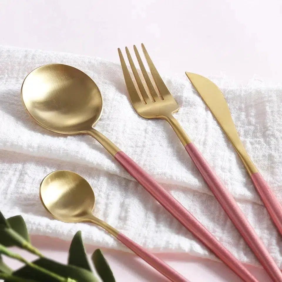 Pink + Gold Cutlery Set - Hestia + Co.